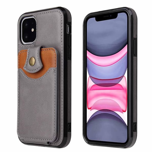 Smidigt Skal med Kortfack - iPhone 12 Grå