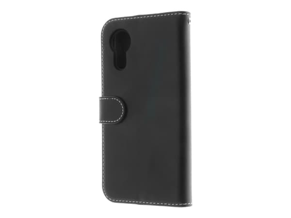 Insmat Flip Case - Vikbart fodral för mobiltelefon - genuint läder, termoplastisk polyuretan (TPU) - svart - för Samsung Galaxy Xcover 5
