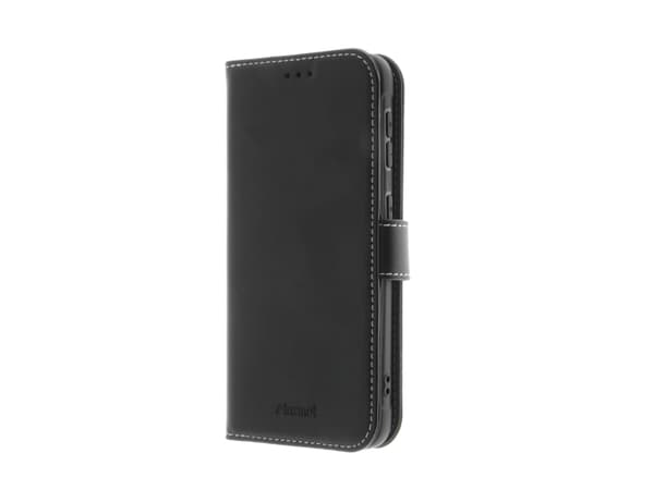 Insmat Flip Case - Vikbart fodral för mobiltelefon - genuint läder, termoplastisk polyuretan (TPU) - svart - för Samsung Galaxy Xcover 5