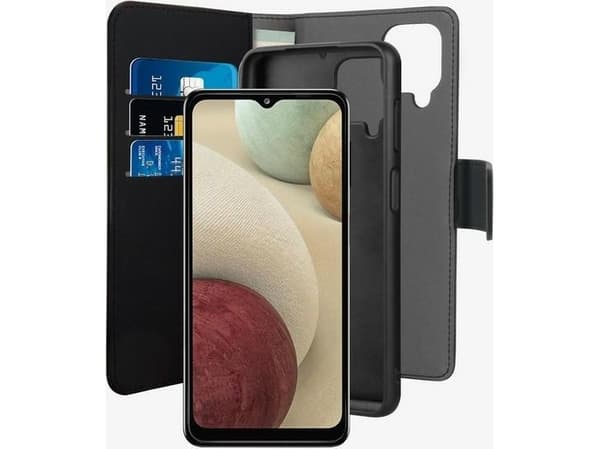 PURO 2 in1 - Flipomslag til mobiltelefon - økolæder - sort - for Samsung Galaxy A12