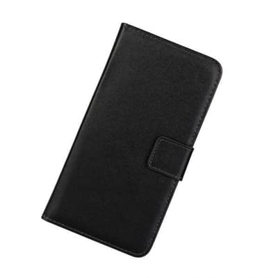 Plånbokfodral Motorola Moto G9 Plus, Äkta skinn, Svart