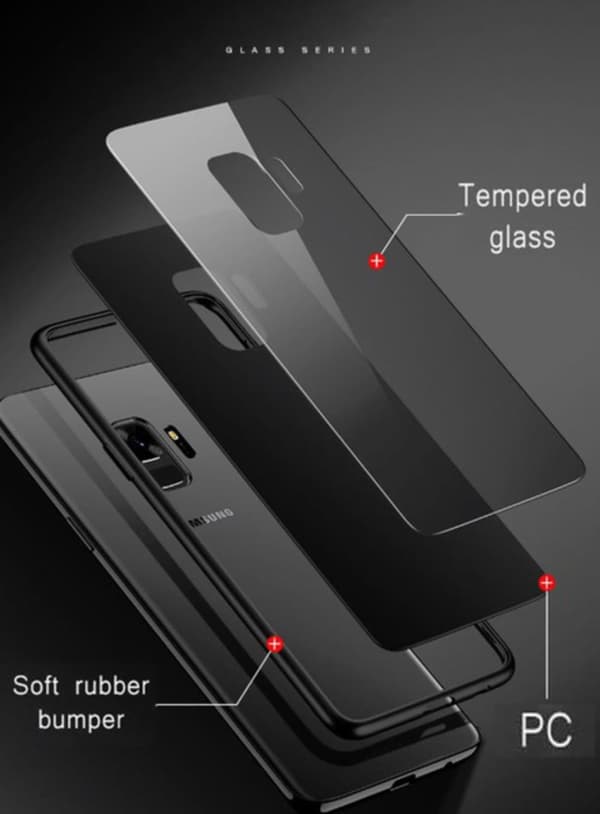 glas fodral för samsung s9 plus röd