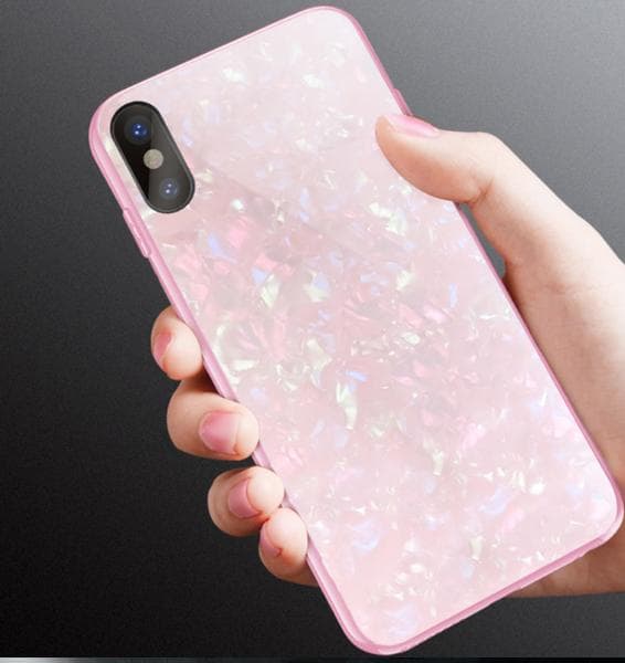 Lyxigt glänsande tempererat glas för Iphone X/Xs svart Rosa