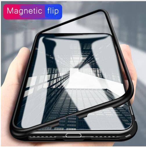 Xmagnetisk glas bakfodral med fram Härdat glas Xr svart