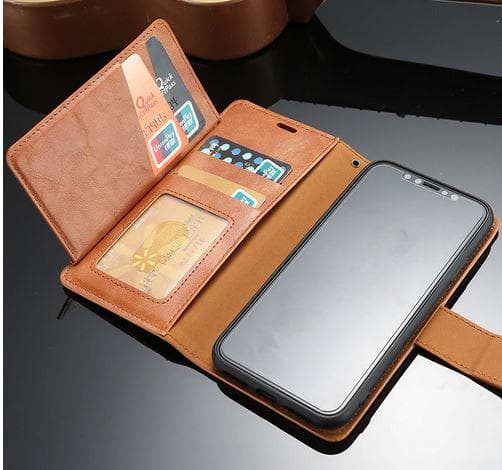 5 kortplatser plånbok fodral för iPhone X blå