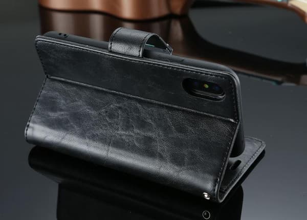 5 kortplatser plånbok fodral för iPhone X blå