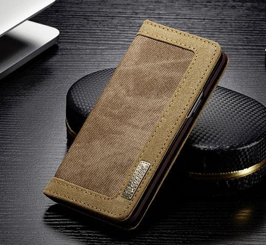 Samsung S10 Plus-fodral,  blandade färgerDenim Splice PU-läder  röd Beige
