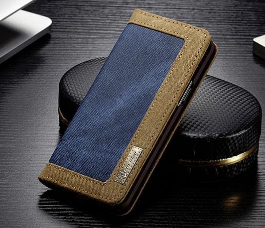 Samsung S8 Plus-fodral, blandade färgerDenim Splice PU-läder svart