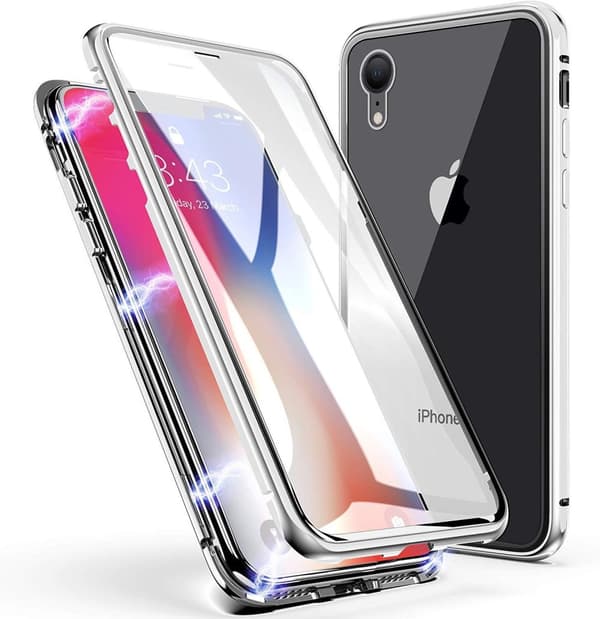 Magnetisk Aluminiummetall med glas för iphone 7/8 svart