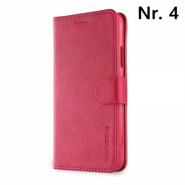Lyxigt läderplånbok för iPhone 11 pro max svart Rosa