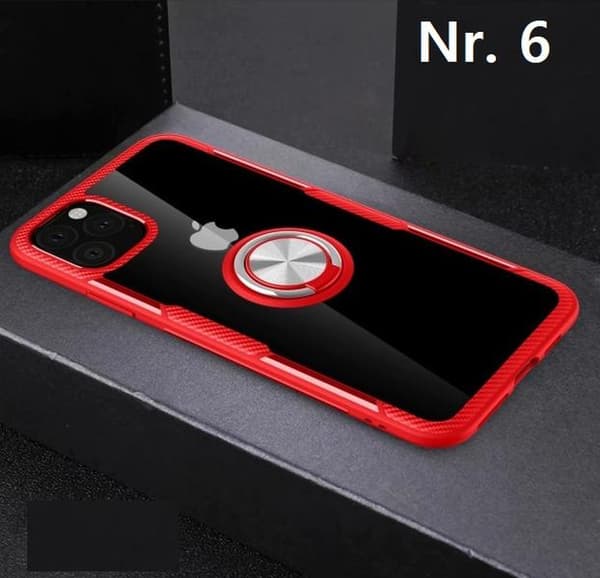 hårdsilkon fodral för 11 pro max med magnet ring svart Röd