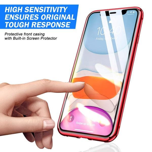 magnet fodral för din iphone 11 med häradt glas svart