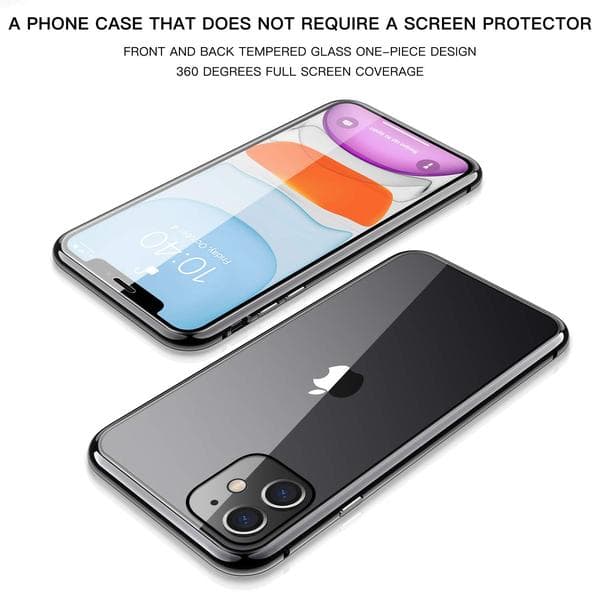 magnet fodral för din iphone 11 med häradt glas svart