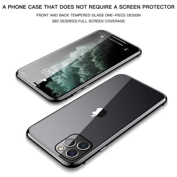 magnet fodral för din iphone 11 med häradt glas svart