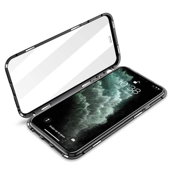 magnet fodral för din iphone 11 med häradt glas svart