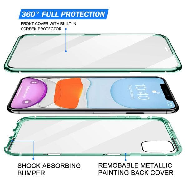 magnet fodral för din iphone 11 med häradt glas svart