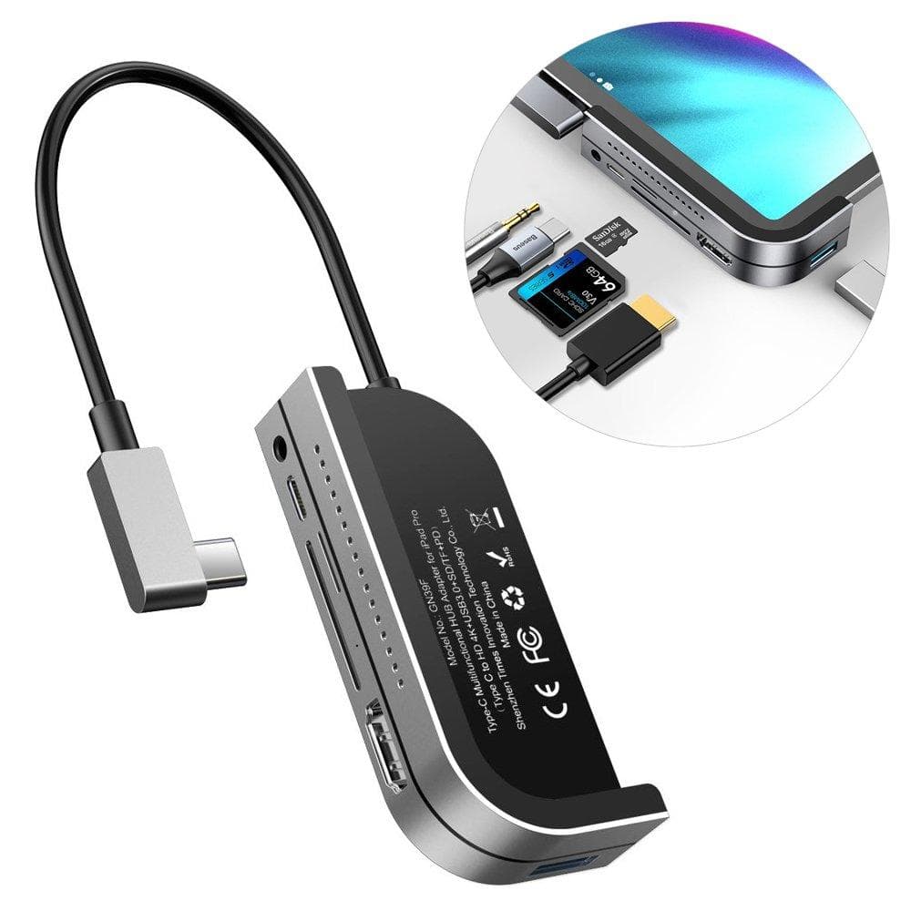 Baseus HUB adapter from USB Type C to USB 3.0 / 4K HDMI / TF card reader, SD / USB Type C PD / 3.5mm mini jack dark gray (CAHUB-WJ0G)