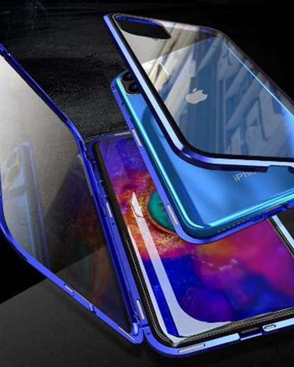 iPhone 11 Pro MAX  Magnetiskt skal Härdat glas 360° skydd BLÅ