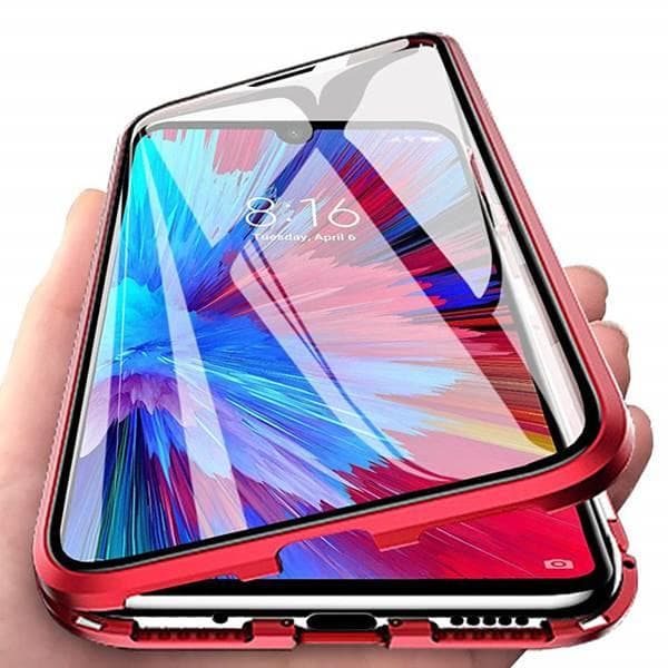 iPhone 7/8 plus Magnetiskt 360° skydd härdat glas RÖD