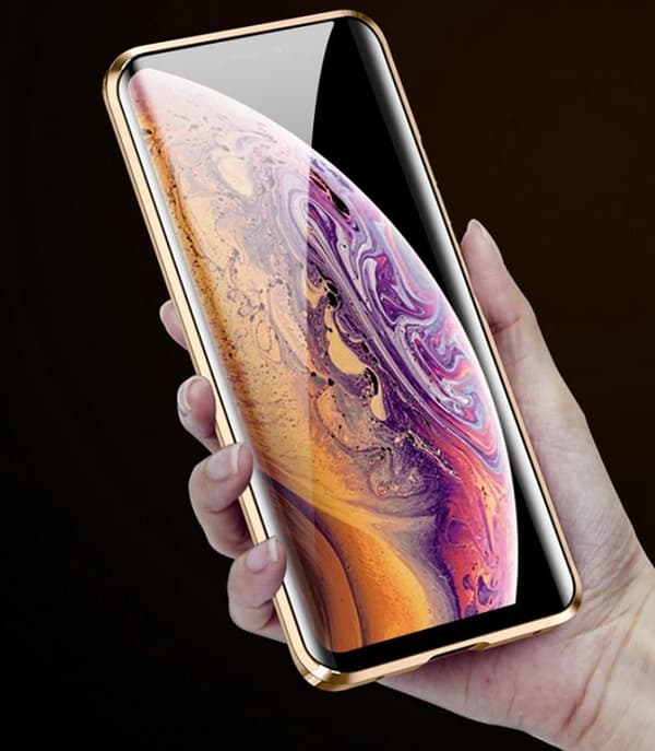 iPhone 7/8 Magnetiskt skydd 360° härdat glas GULD