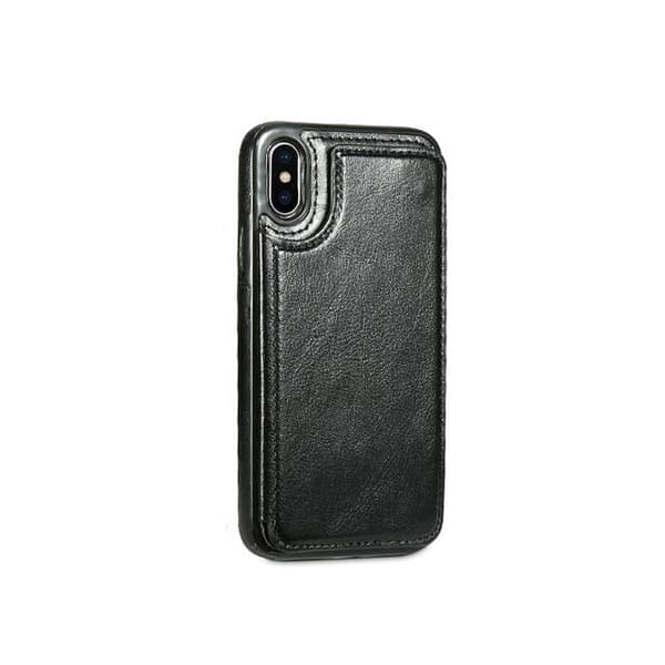 Snyggt mobilskal i svart läder med kortfack till iPhone Xs Max