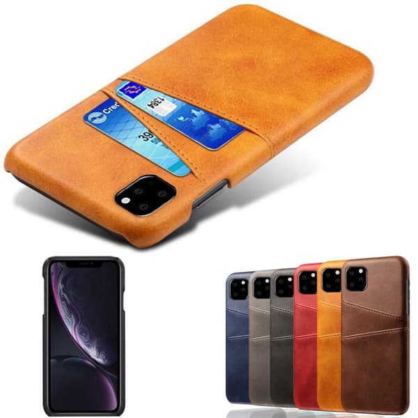 Iphone 12/12 Pro skydd skal fodral skinn läder kort visa amex