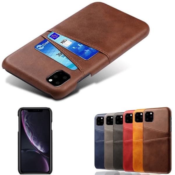 Iphone 12/12 Pro skydd skal fodral skinn läder kort visa amex