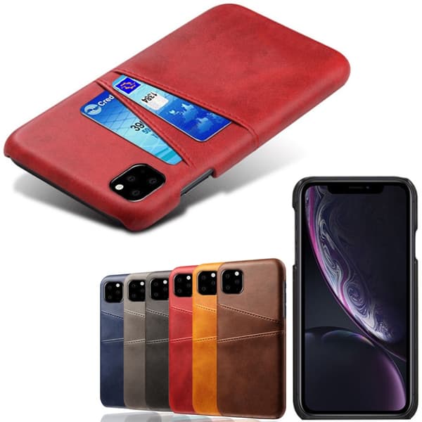 Iphone 12 Pro Max skydd skal fodral skinn läder kort visa amex