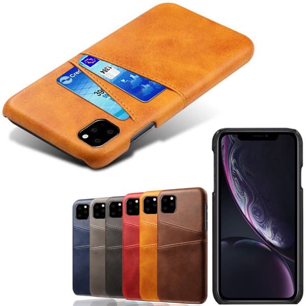 Iphone 12 Pro Max skydd skal fodral skinn läder kort visa amex