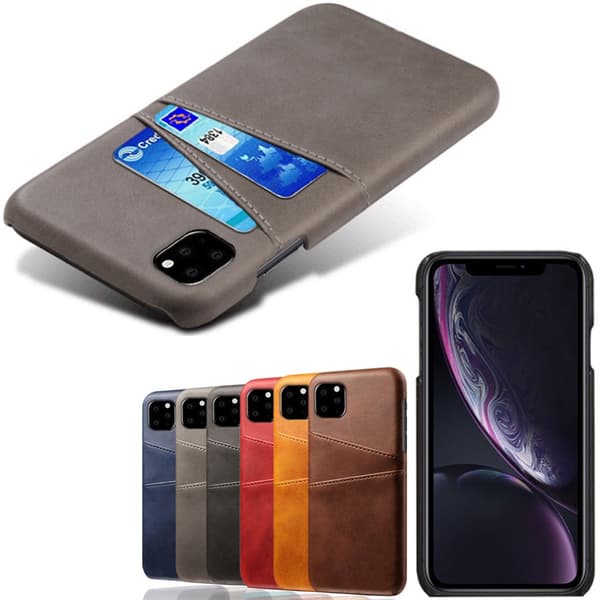 Iphone 12 Pro Max skydd skal fodral skinn läder kort visa amex