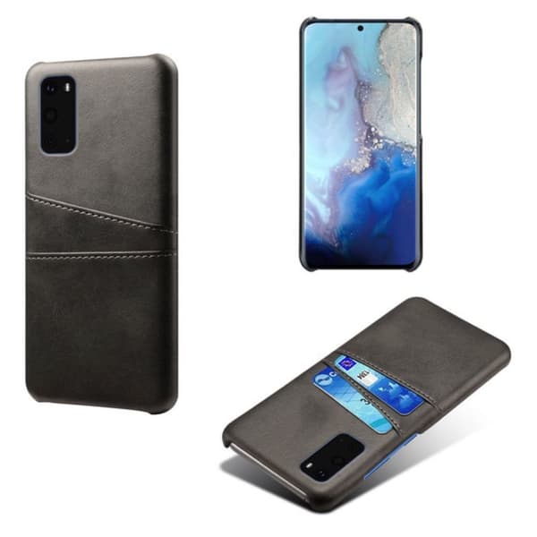 Samsung S20 skydd skal fodral skinn åt kort visa amex mastercard