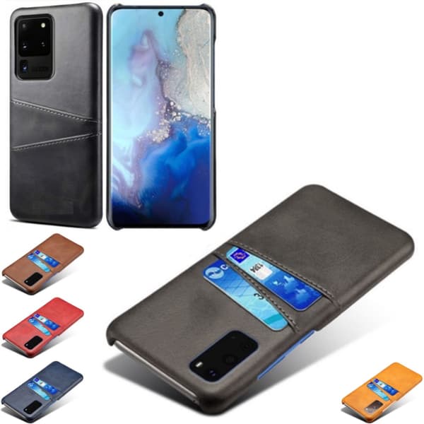 Samsung S20 Ultra skydd skal fodral skinn kort visa amex mastercard