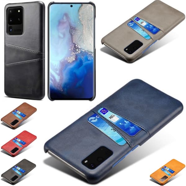 Samsung S20 Ultra skydd skal fodral skinn kort visa amex mastercard