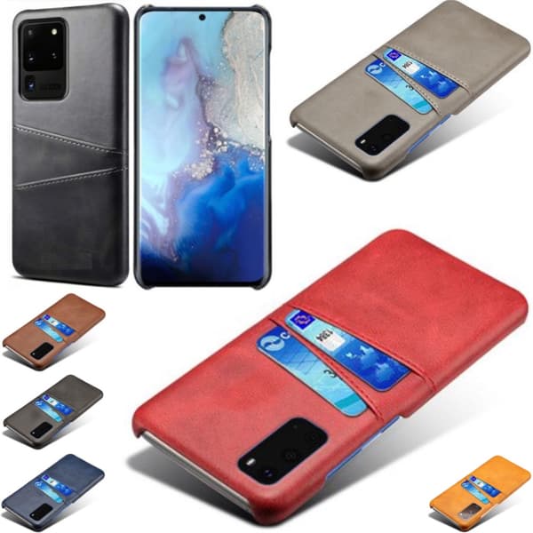 Samsung S20 Ultra skydd skal fodral skinn kort visa amex mastercard