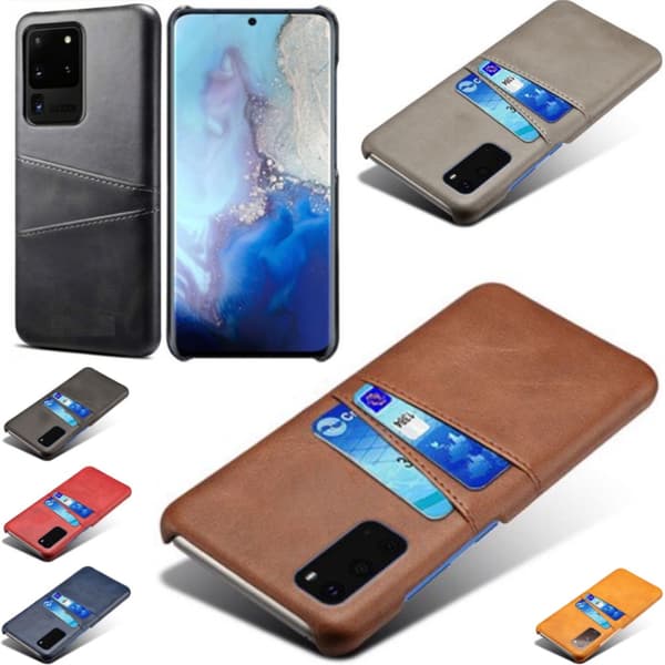 Samsung S20 Ultra skydd skal fodral skinn kort visa amex mastercard