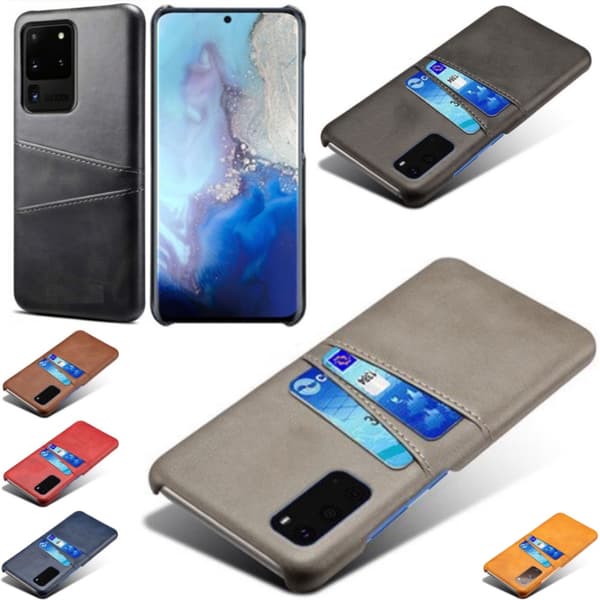 Samsung S20 Ultra skydd skal fodral skinn kort visa amex mastercard
