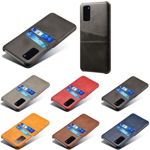 Samsung S20 FE skydd skal fodral skinn åt kort visa amex mastercard