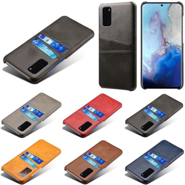 Samsung S20 FE skydd skal fodral skinn åt kort visa amex mastercard