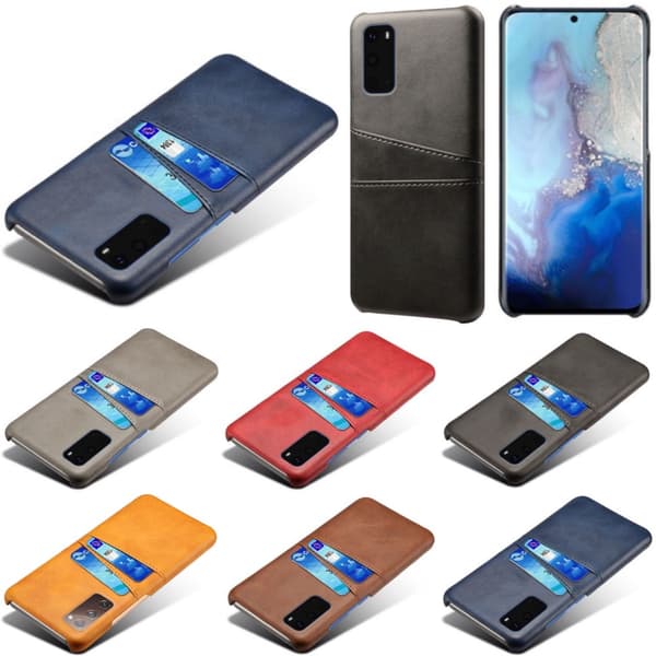 Samsung S20 FE skydd skal fodral skinn åt kort visa amex mastercard