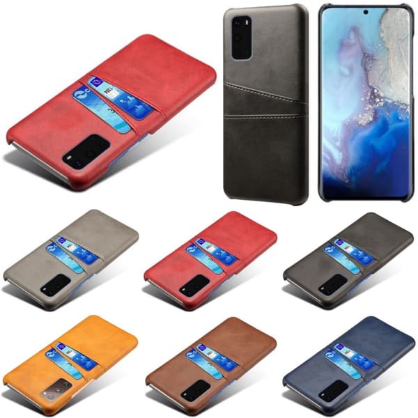 Samsung S20 FE skydd skal fodral skinn åt kort visa amex mastercard
