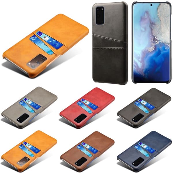 Samsung S20 FE skydd skal fodral skinn åt kort visa amex mastercard