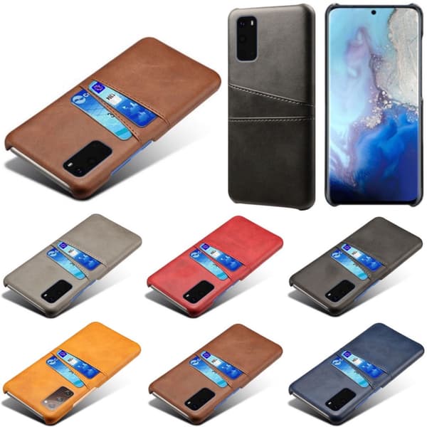 Samsung S20 FE skydd skal fodral skinn åt kort visa amex mastercard