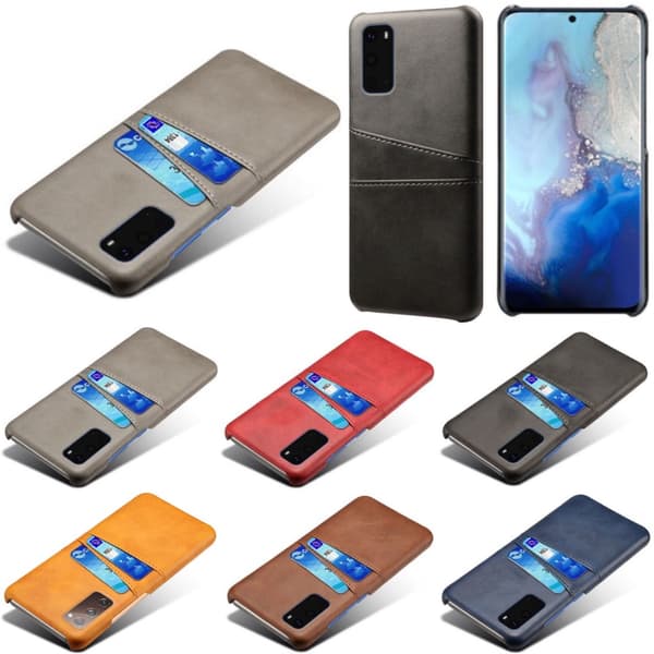 Samsung S20 FE skydd skal fodral skinn åt kort visa amex mastercard