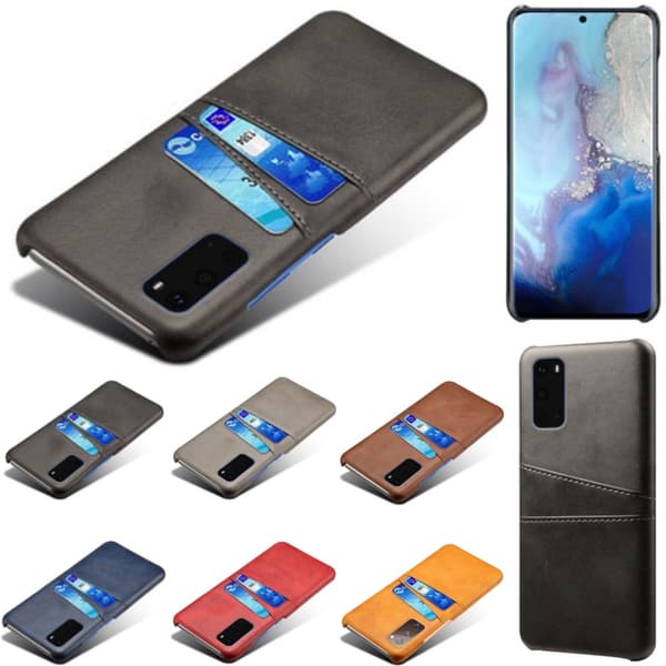 Samsung S20 Plus skydd skal fodral skinn åt kort visa amex mastercard