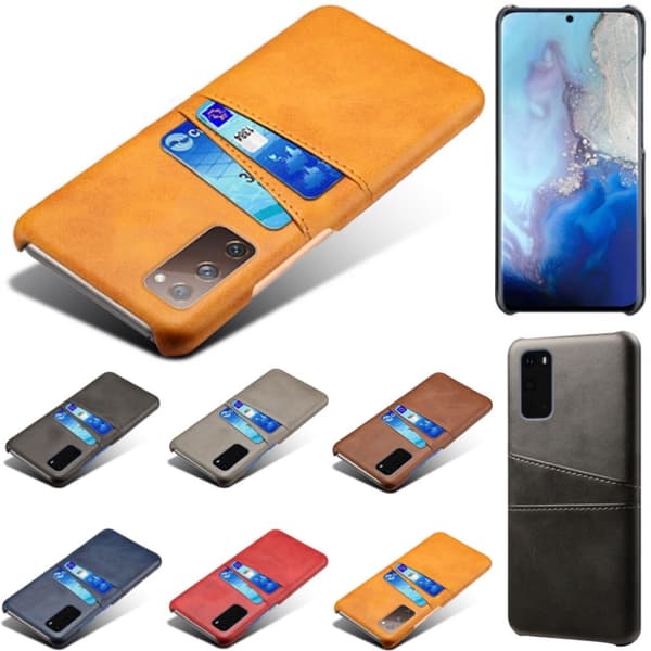 Samsung S20 Plus skydd skal fodral skinn åt kort visa amex mastercard