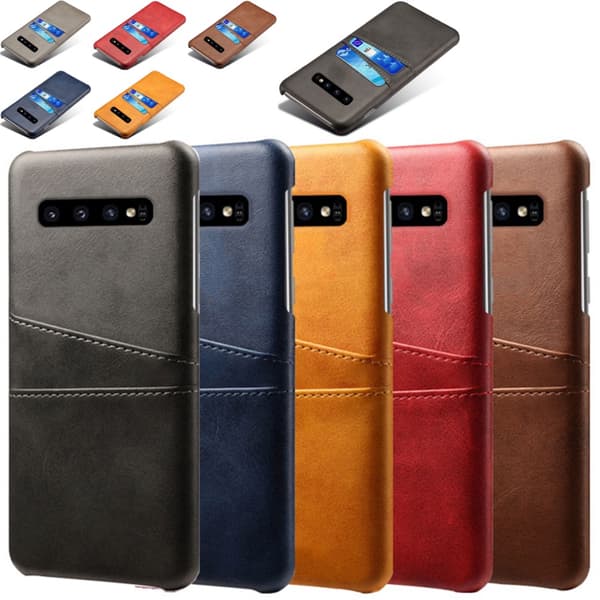 Samsung S10 skydd skal fodral skinn åt kort visa amex mastercard