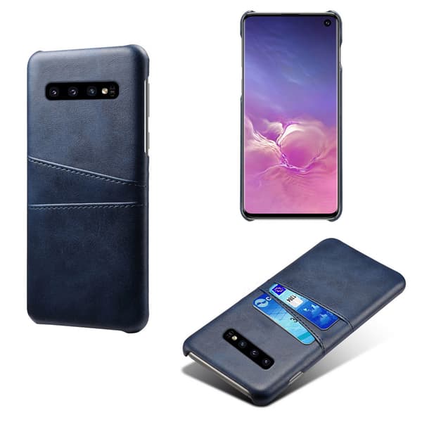 Samsung S10 skydd skal fodral skinn åt kort visa amex mastercard