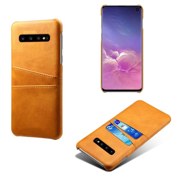 Samsung S10 skydd skal fodral skinn åt kort visa amex mastercard