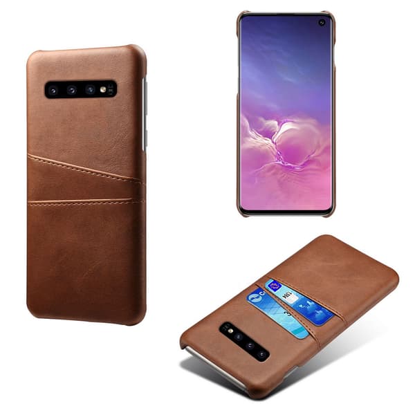 Samsung S10 skydd skal fodral skinn åt kort visa amex mastercard