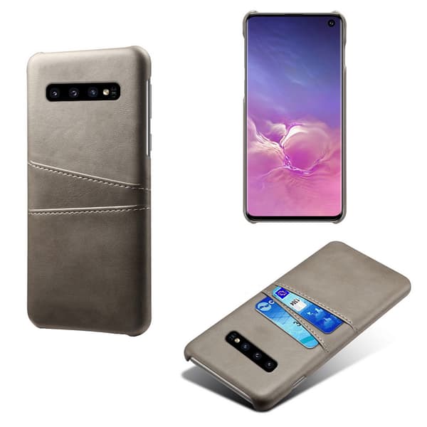 Samsung S10 skydd skal fodral skinn åt kort visa amex mastercard